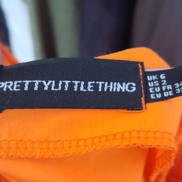 PrettyLittleThings Bright Orange Tie Back Long Sleeve Romper Size 2 - Picture 10 of 11